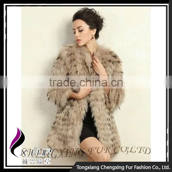 CX-G-A-220A Fashion Ladies Coat Garment Real Raccoon Fur Woman Coat photo-2
