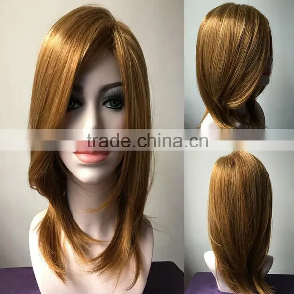 Charm Straight Natural Golden Color Synthetic Wig Classic Women Hair Wigs Women's Brown Wigs photo-4