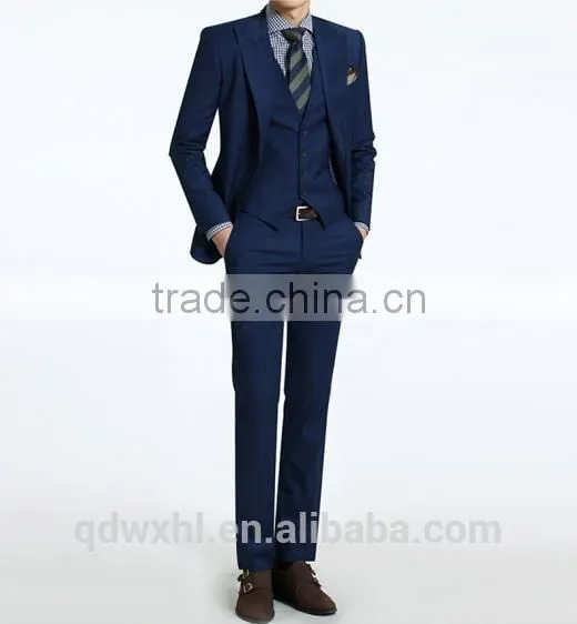 Super 120's 100%wool One Buttons Notch Lapel Grey Coat Pant Men Suit photo-5