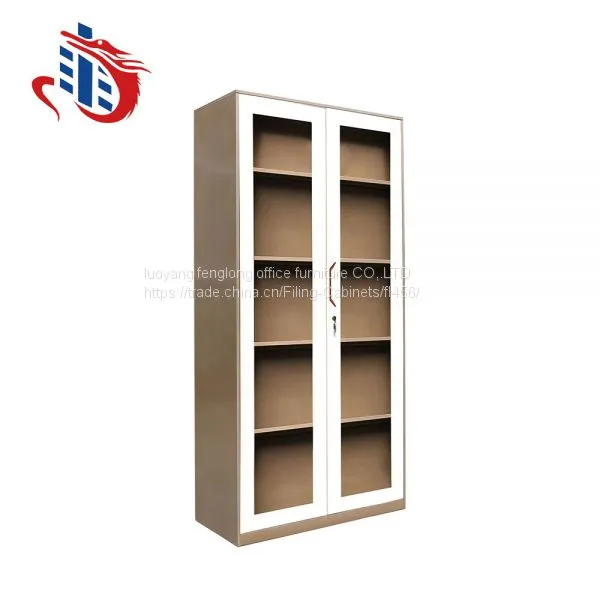 Steel Office Commercial Furniture 2 Swing Glass Door Filing Storage Cabinet photo-3