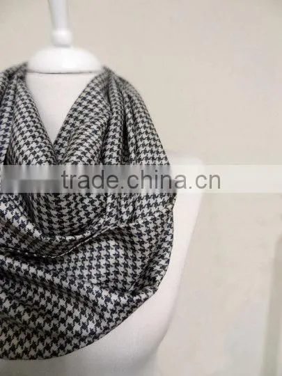 Little Houndstooth Soft Silky Fabric Infinity Scarf, Scarves, Shawls, Spring - Fall - Winter - Summer Fashion photo-3