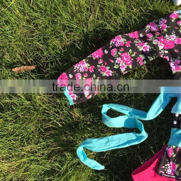 The Halloween Kids Girls Flower Print OUTFITS Ruffle Pant Sets Girls Boutique Clothes Kids Sets With Matching Accessories photo-3