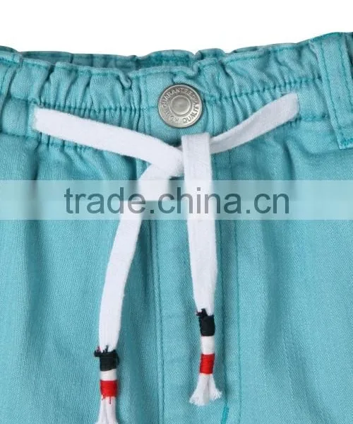 New Fashion Multi Pocket Plain Blue Solid Color Cheap Kids Elastic Bottom Jeans With Side Zipper photo-4
