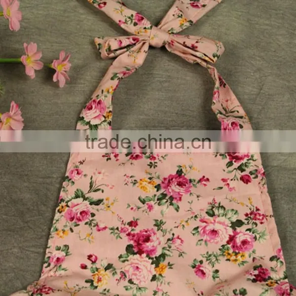 Infant Gtirls' Cotton Flower Straps Ruffles Bodysuit photo-4