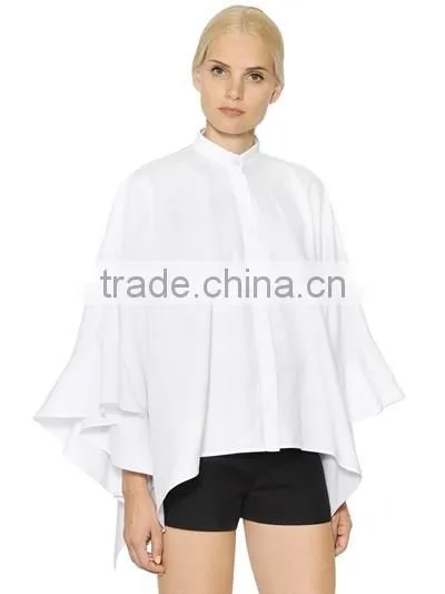 New Style Girls Pure White Cloak Blouses,Long Sleeve Blank Plain Cloak Blouses for Women photo-2