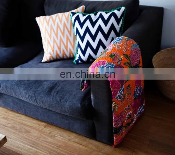 Tropical Kantha Quilt Indian Tropicana Kantha Bedcover Indian Fruit Print Kantha Bedspred photo-3