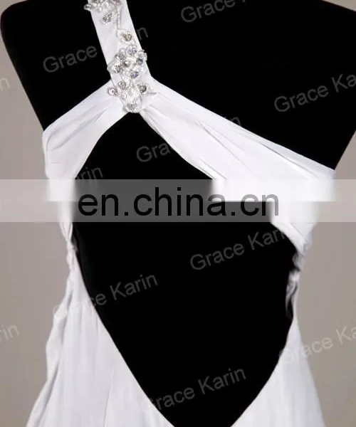 2015 Sexy White Long Evening Dresses Grace Karin Floor Length Backless Dresses Evening CL3122 photo-3