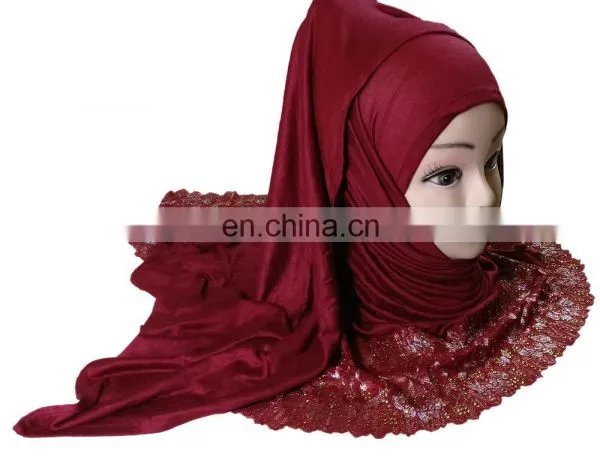 2-Way Style Maroon Color Designer Stoles 2017 / Womens Party Wear Scarf 2017 / Ladies Casual Wear Hijab Scarves (scarves Scarf) photo-6