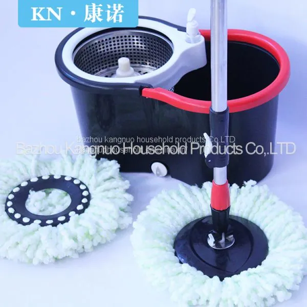 High Quality 360 Rotation Spin Mop With 2 Mop Heads SS Bucket Reusable Mop photo-4