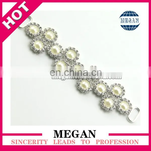White Pearl White Rhinestone Flower Connector Crystal Shoe Buckle