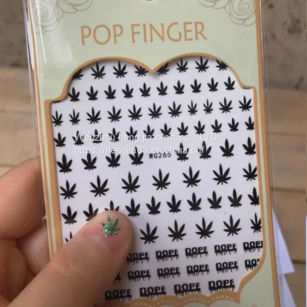 Nail Art 3D Decal Stickers Self Adhesive Weed Nail Sticker Pot Weed Leaf Designs Tool Manicure Decoration photo-4