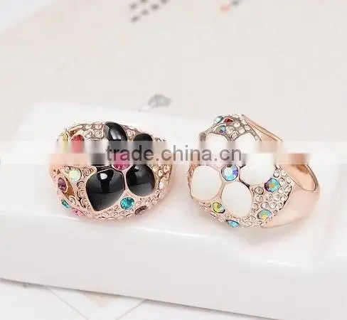 Shinning Brass Micro Pave Gold Flower Engagement Rings Jewelry Anillo Para Mujer Esposa Muchachas Chicas photo-5