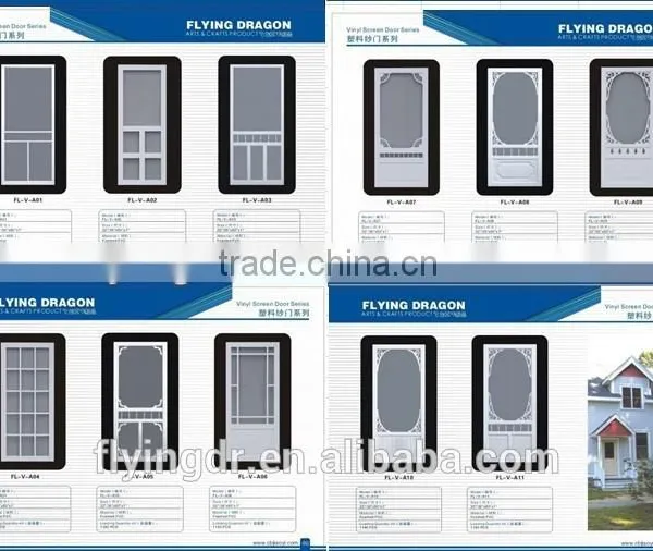 Insect - Proof Vinyl Sliding Screen Door/PVC Door With Fly Screen/Vinyl Retractable Screen Storm Door