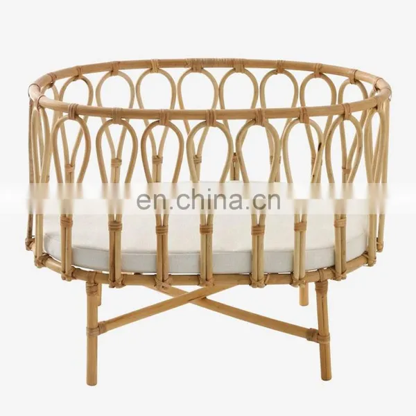 High Quality Rattan Doll Cradle Bassinet Bed, Mini Beige Rattan Bed for Dolls Best Price Wholesale Vietnam Supplier