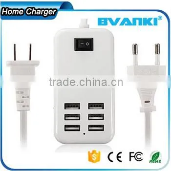 New 6 Ports Portable USB Hub Desktop EU/US Plug Wall Charger AC Power Adapter Slots Charging Extension Socket Outlet With Cable Quality Choice