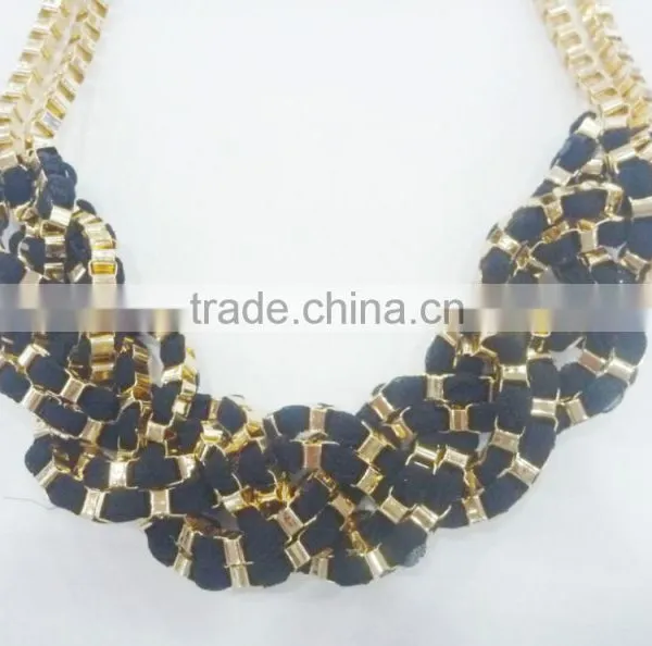 FACHION BRAIDED CHUNKY NECKLACE EARRING SET photo-2