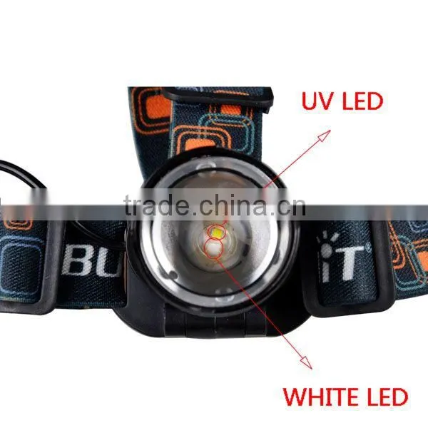 XML-T6 UV Light And White Light Dual Headlamp 5W Dual Light Source Headlamp photo-2