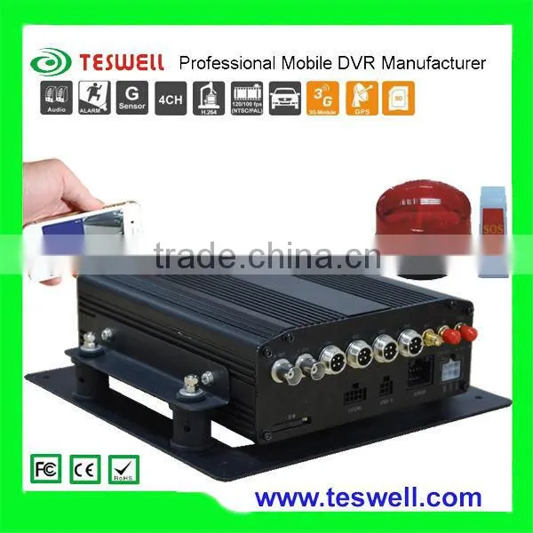 Vehicles Surveillance Products 4 Channel SOS Panic Button GPS Mobile Dvr Camera With Mobile Phone Remote Viewing MDVR