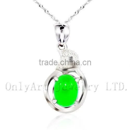 High Quality Special Design Jade Inlaid Sterling Silver Pendant photo-2