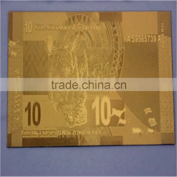 Gold Plated South African 10 Rand Banknote