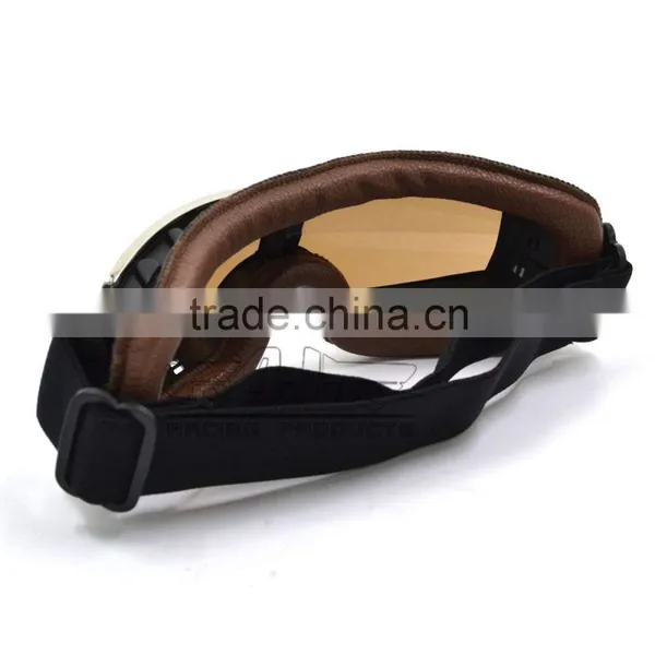 BJ-GT-011 Top Quality Adult Custom Coffee Leather Safety Spectacles Motocross Goggles photo-3