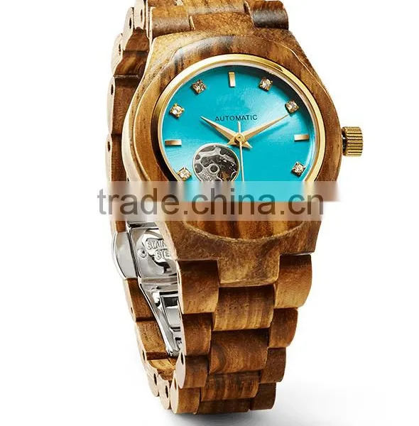 2016 New Womens Wooden Watches Partial Skeleton Watch photo-3
