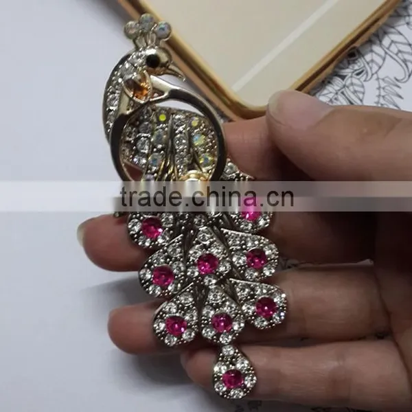 Ring Holder Smart Ring Stand Metal Rhinestone Peacock photo-5