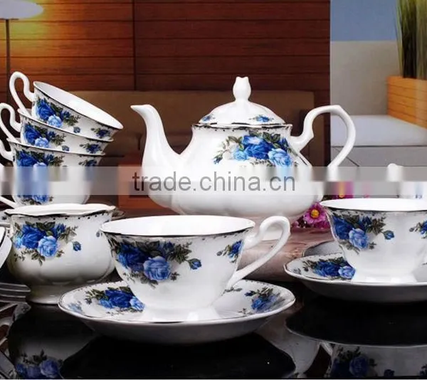 15pcs Decal Bone China Coffee Set With Royal Designs photo-2