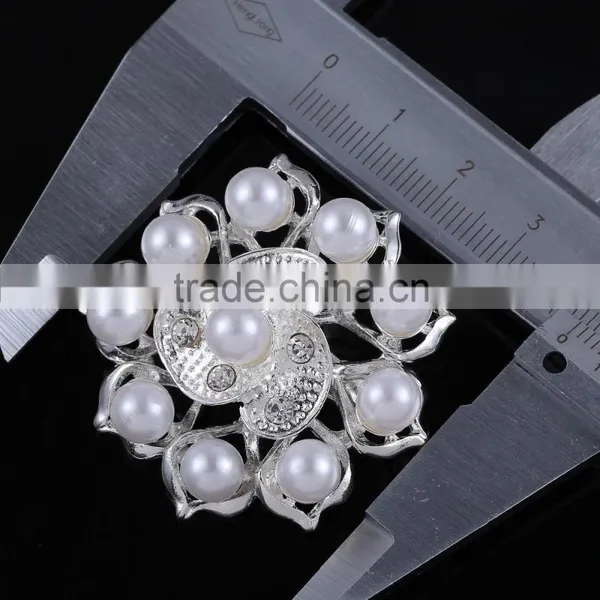Round Pearls Rhinestone Buckle Pins,Wedding Bridal Brooch For Dress photo-3