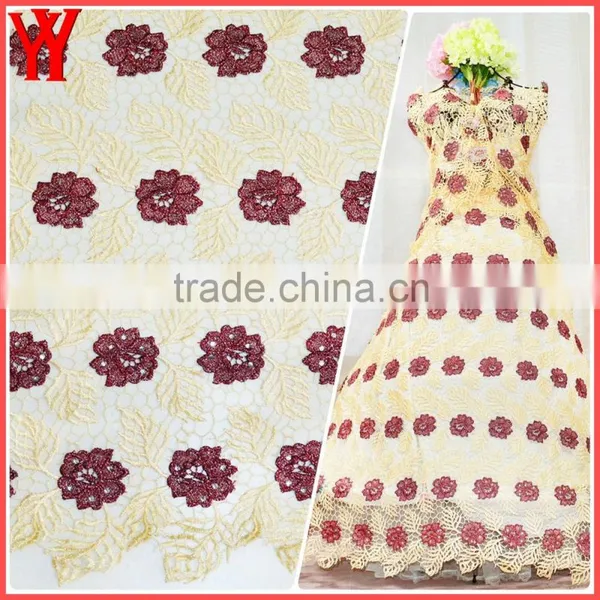 Nice Flower Embroidery Designs African Lace Fabrics Guipure Lace With Stones photo-2