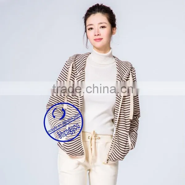 Custom Women's Yarn Dyed Zipper-up Hoodies Sweatshirts Manufactures in China photo-2