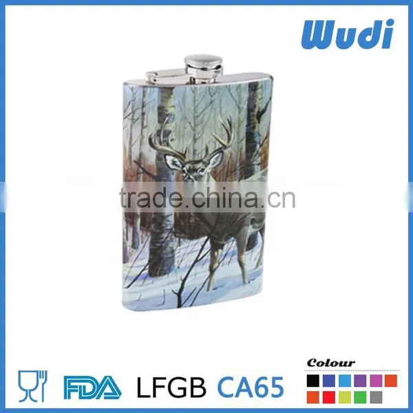 Overall Water Transfer Printing Reindeer Hip Flask for Mens Gift HF104