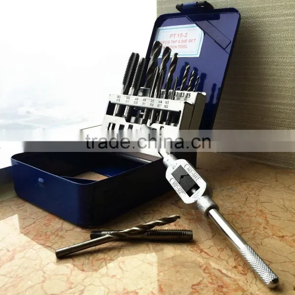 Din Metric Standard Tapping Tools Set, 7 Piece Taps, 7 Pieces Drills, 1 Piece Tap Wrench M3-M12 photo-5