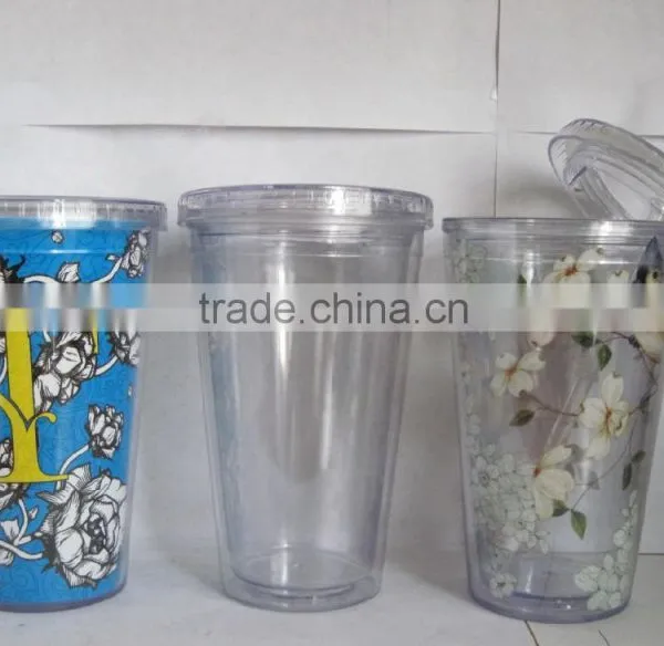 16oz Smoothie Tumbler With Straw JUICE ICED COFFEE PLASTIC CUP With Lids Wholesale photo-3