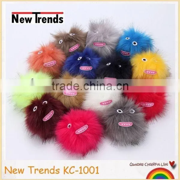 Hip Hop trend 15 cm cute face rabbit fur ball key chain