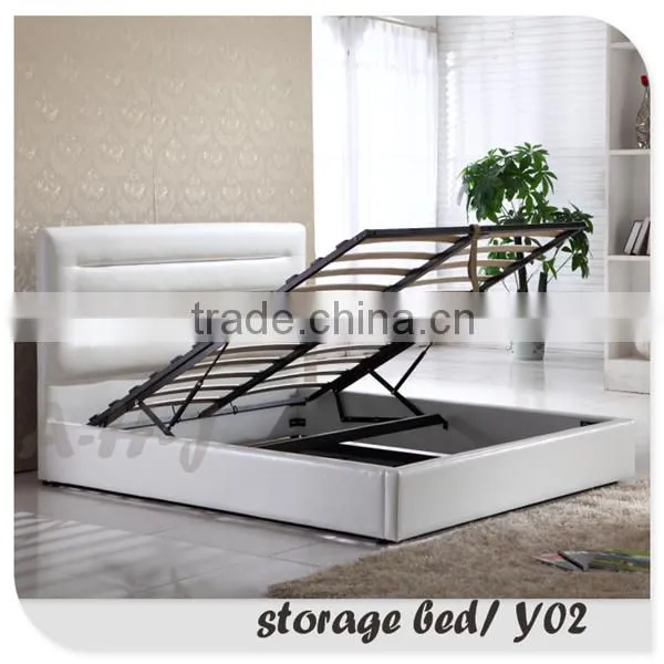 Leather Pu Faux Gas Lift Storage Bed