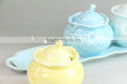 China Suppliers Ceramic Embossed Glazed Sugar Coffee Kitchen Utensil for Coffee Dinner Set photo-6