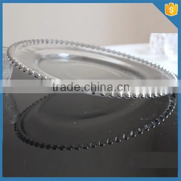 LXHY-P019 Size 13" Wedding Glass Crystal Pearl Beaded Charger Plate Quality Choice photo-5