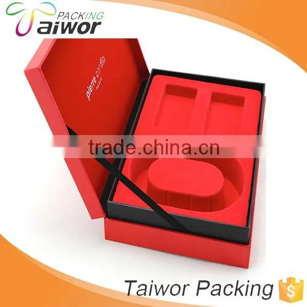 Luxury Bespoke Red Leather Paper Flocked PVC Tray Christmas Cosmetic Gift Box photo-5