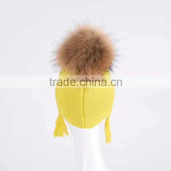 Wholesale Winter Baby Teenager Knit Earlap Beanie Hat With Tassles KZ160092 photo-3