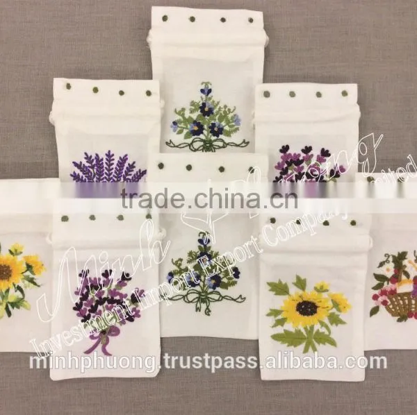 Size 10x15cm Fruit Flower Basket Sachet Hand Embroidery Cloths Fragrant Bag photo-5