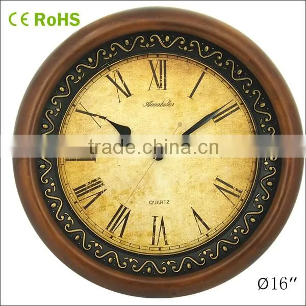 Village Type Decorative Round Wooden Wall Clock Antique Wall Clock