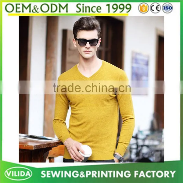 Custom Winter Mens 100% Woolen Knitted Sweater New Design V Neck Blank Knitted Sweater photo-3
