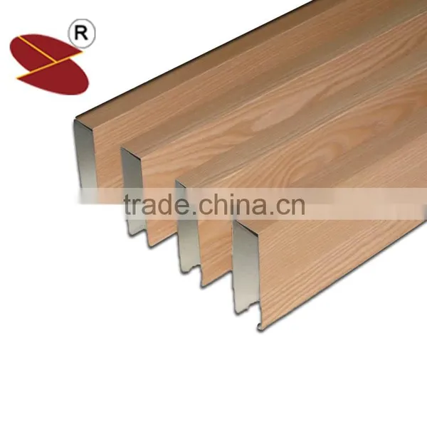 Wooden Grain u Shape Baffle Pop Ceiling Design photo-5