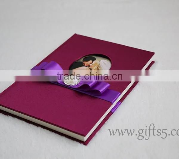 Excellent Silk Covor Wedding Guest Book With Photo Frame photo-4