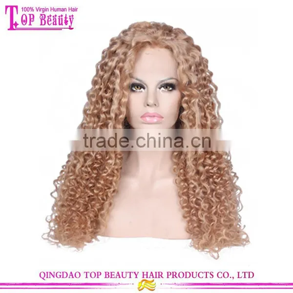 180% Density Blonde Curly Wigs Human Hair Afro Lace Front Wigs Kinky Curly For White Women photo-2