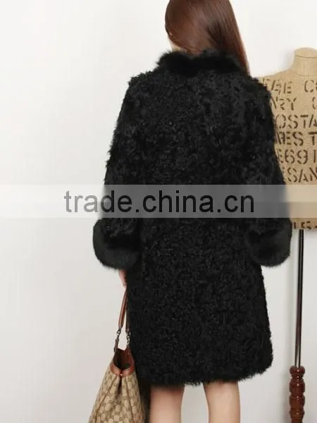 Fashion Lady's Lamb Coat for Women With Fur Trim LC96 photo-4