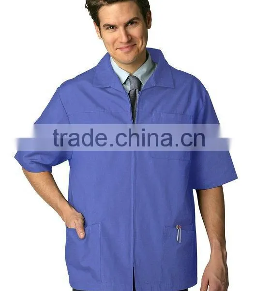 Custom Men's Medicail Zippered Short Sleeve Jacket (Available in 7 Solid Colors) photo-4