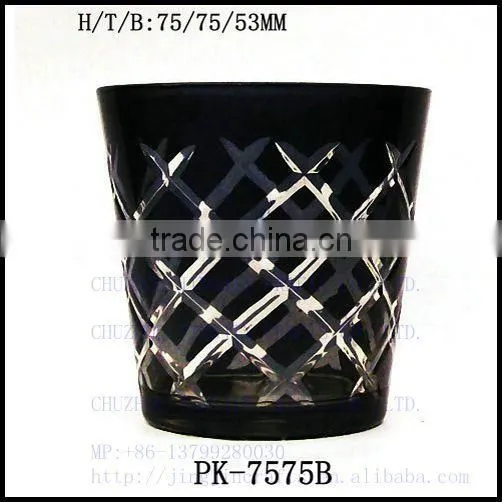 Cylinder Hand Cut Black Home Used Glass Candle Container photo-4