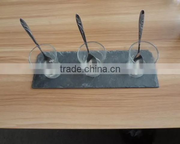 2017 Hot Sale Slate Placemat and Coaster With Rough Edge Food Safe Black for Hotel,home ,shop and Restaurant photo-4